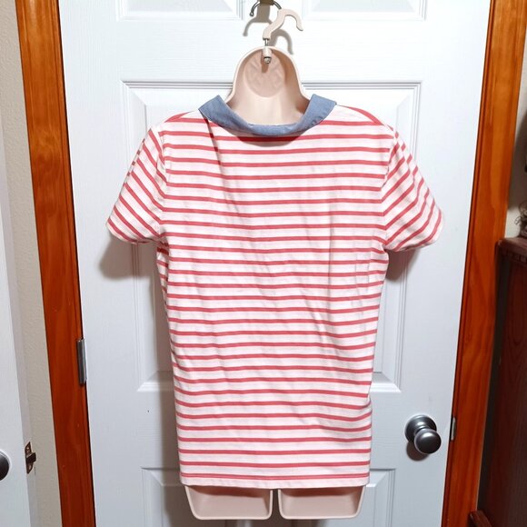 Tommy Hilfiger Pink Striped Polo Shirt Contrasting Collar XL - Picture 3 of 6